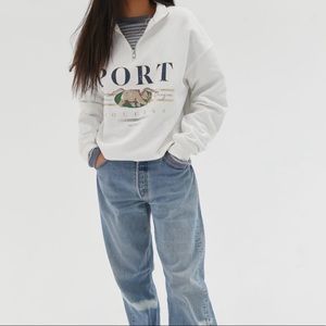 PORT DOUGLAS urban outfitters white zip hoodie